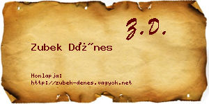 Zubek Dénes névjegykártya